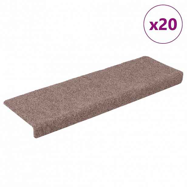 vidaXL Schodové rohože samolepicí 20 ks 65 x 21 x 4 cm světle hnědé s obdélníkovým okrajem