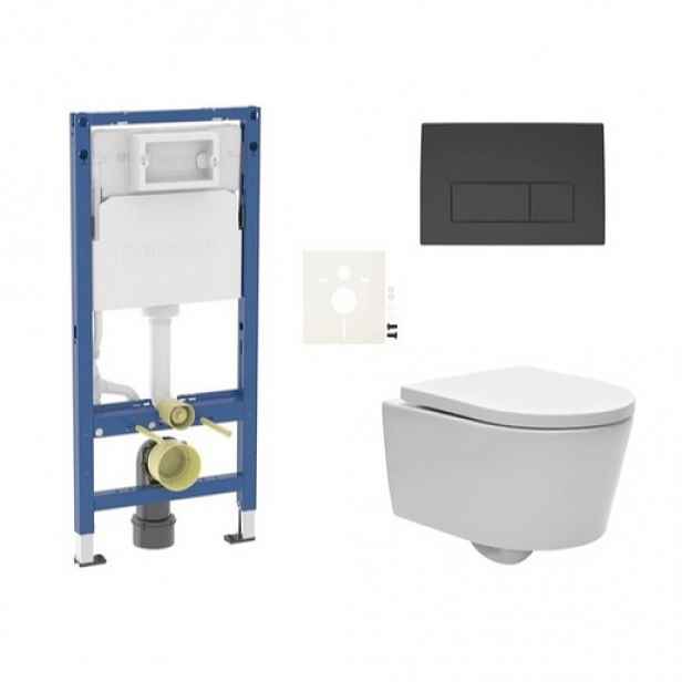 Závěsný WC set Geberit do lehkých stěn / předstěnová + WC SAT Brevis SIKOGESBRED50BL
