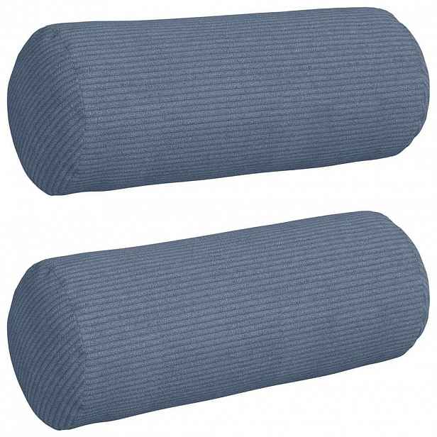 vidaXL Polštáře 2 pcs Modrá Ø 15 x 40 cm Žebrovaná látka