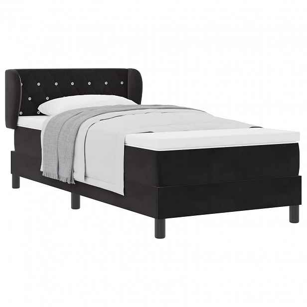 vidaXL Postel s boxspringem s čelo Černá 90 x 190 cm samet