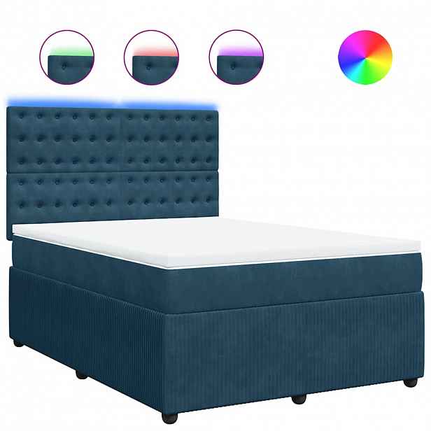 vidaXL Box spring postel s matrací modrá 160 x 200 cm samet