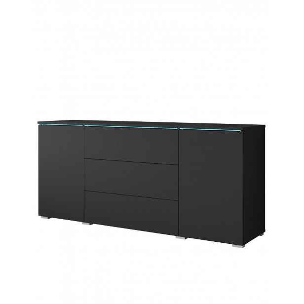 Komoda s LED osvětlením Vera černý grafit, 150 cm