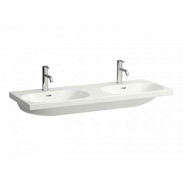 Laufen Lua - Dvojumyvadlo nábytkové 46x120 cm, s přepadem, 2 otvory pro baterii, LCC, bílá H8140814001041