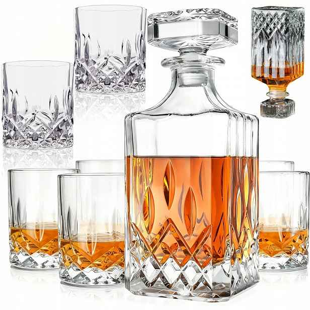 Sada Karafa A 6 Sklenic Na Whisky, Víno A Náramky Jako Dárek Pro Muže
