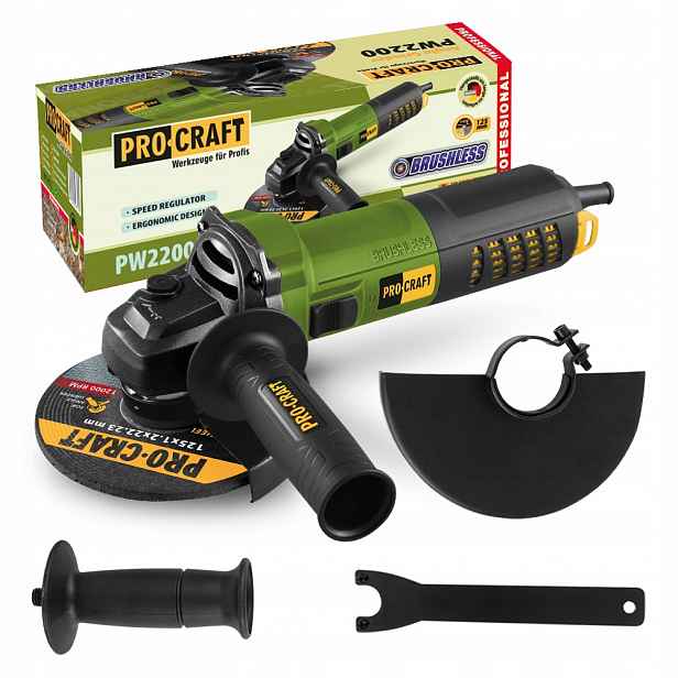 Úhlová bruska bezúhlová Procraft PW2200 125 mm 1100 W regulace otáček