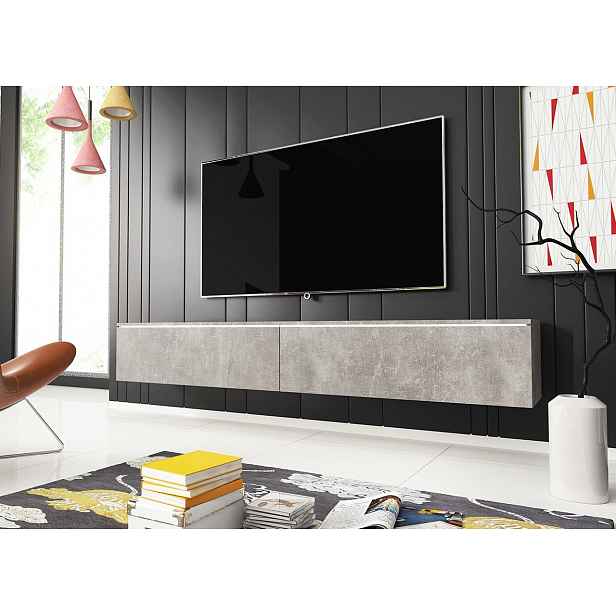 Kvalitní TV stolek Lancome, beton + LED