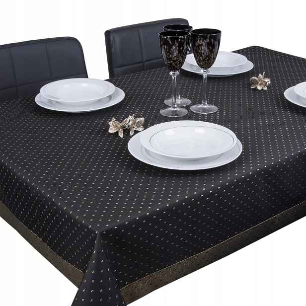 Dekorativní ubrus Kropki Lux 200x140 černý zlatý