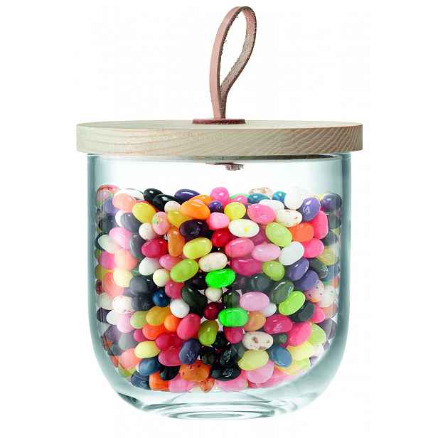LSA IVALO kontejner s dřevěným víkem, průměr 15 cm, čirý