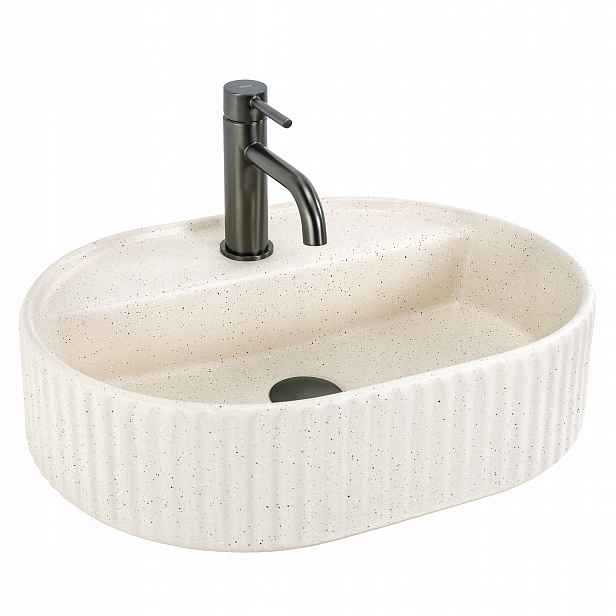 Rýhovaná Umyvadla Rea Marcela Vanilla Na Desku S Prostorem Pro Baterii 50 cm