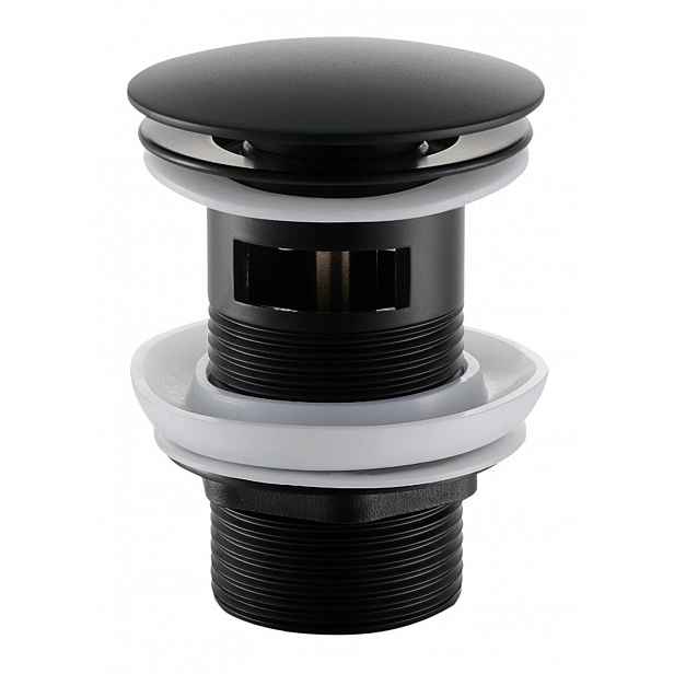 Umyvadlová výpusť - 5/4“ click-clack s přepadem - nerez - 25/60mm - černá matná