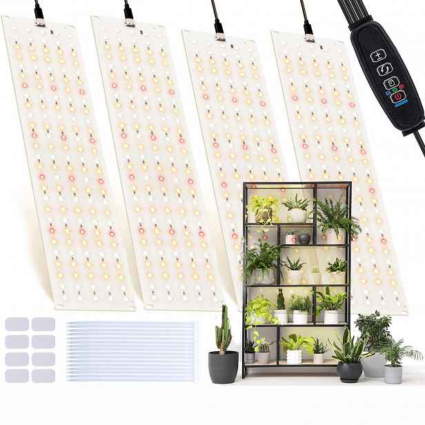 Led Lampa Pro Pěstování Rostlin S Plným Spektrem, Časovač 135 Diod, 4 Panely