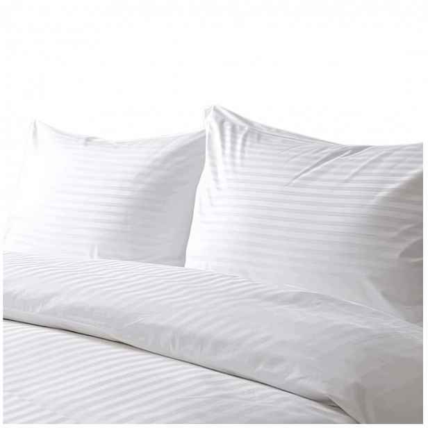 Sada Povlečení Damašek 140x200 1 x 70x80 Bílý zip Pásy 1 Cm