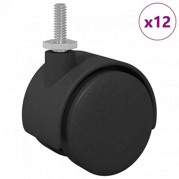 vidaXL Kolečko 12 ks Černá a stříbrná 40,1 x 40,1 x 37,8 mm