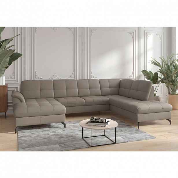 Sit & More SEDACÍ SOUPRAVA, textil, kůže, šedá