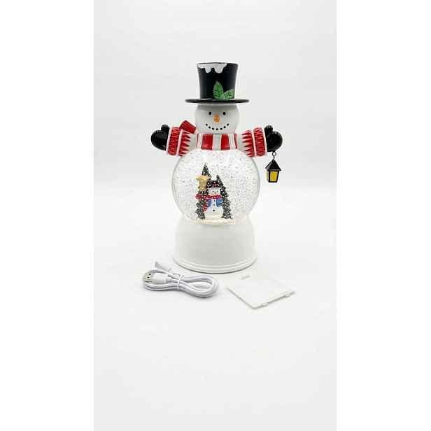 Vánoční sněhulák Sněhová koule Lampion Led 30 cm USB/Baterie