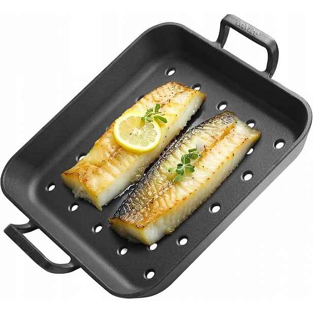 Litinová obdélníková grilovací pánev onlyfire o průměru 31,5 cm