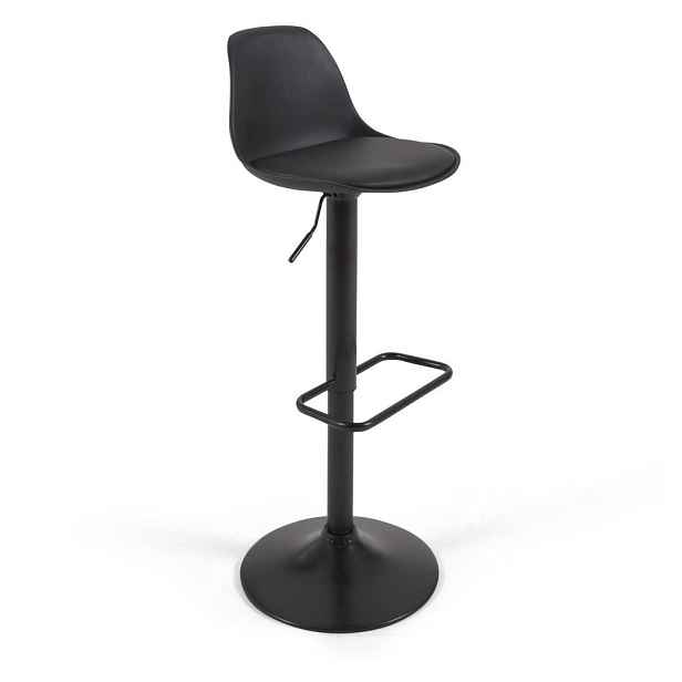 Matně černá barová židle s nastavitelnou výškou z imitace kůže (výška sedáku 60 cm) Orlando-T – Kave Home