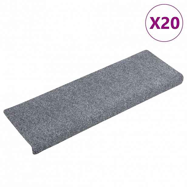 vidaXL Schodové rohože samolepicí 20 ks 65 x 21 x 4 cm světle šedé s obdélníkovým okrajem