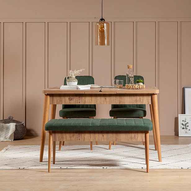 Kalune Design Jídelní set Vina 4D borovice atlantská/tmavě zelený