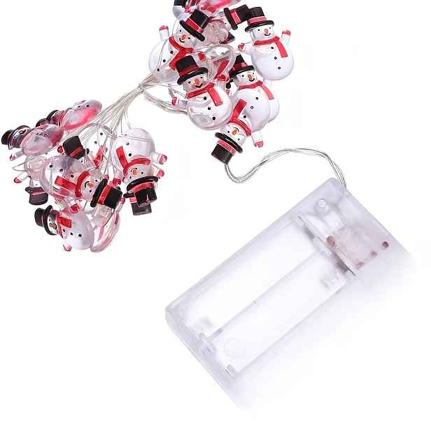 TEMU Vánoční světýlka na baterie 10/20 LED Santa Sněhulák řetězová světla, pohádková vánoční dekorativní světla pro vnitřní vánoční výzdobu