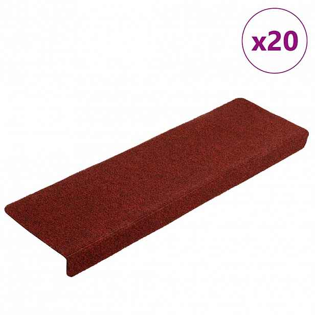 vidaXL Schodové rohože samolepicí 20 ks 65 x 21 x 4 cm bordó červená s obdélníkovým okrajem