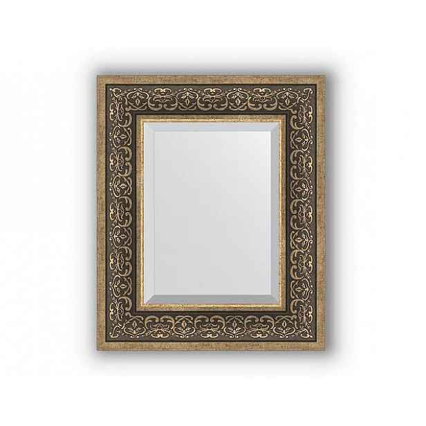 Zrcadlo s fazetou v rámu, stříbrný monogram