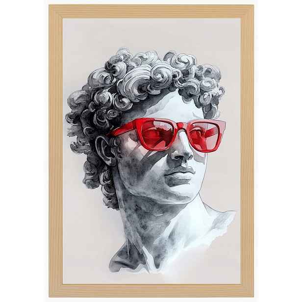 Plakát Rámeček Dřevo Socha Poprsí Mramor Model Červený 40x60