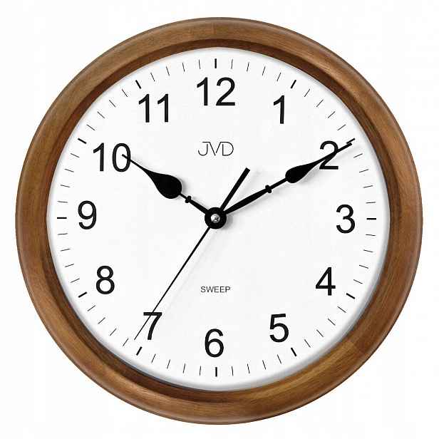 Dřevěné Kulatý Hnědé Tiché Nástěnné Hodiny Jvd NS8052.11 35 cm
