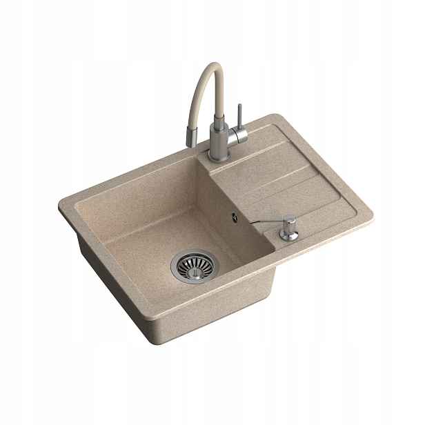 Quadron Ready-smart Granitový dřez 1 komora 62x44 cm Sada Béžová/St