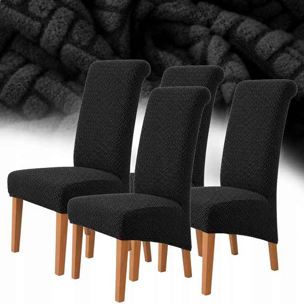 Potah Na Židli XXL Žakár Jedlový 4KS Elastický Oeko-tex Černý
