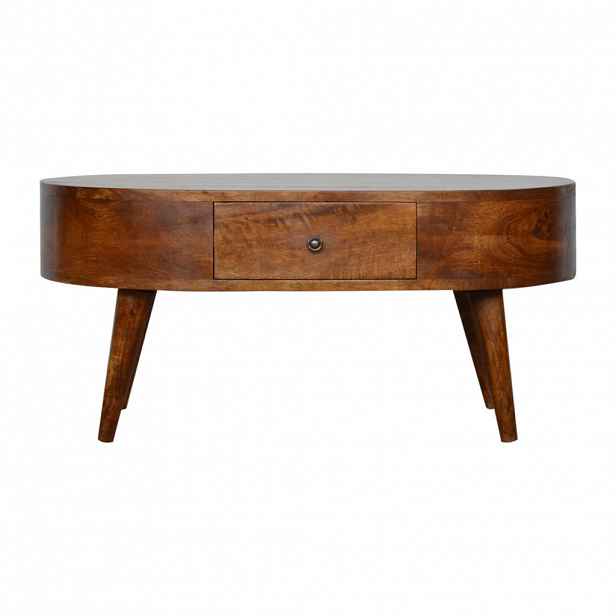 Artisan Furniture KONFERENČNÍ STOLEK Briarwood Rýhovaný, 2 zásuvky a otevřená police, světle hnědý