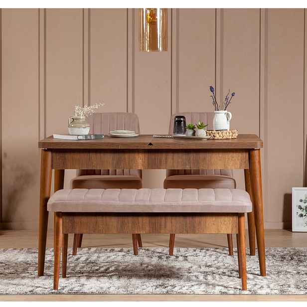 Hanah Home Jídelní set Vina 4D ořech/béžová