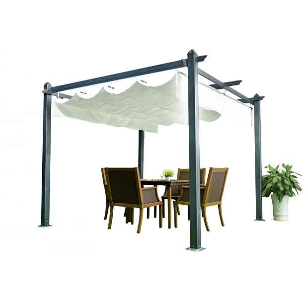 Hliníková pergola se zatahovací střechou 3,92 x 2,92 m Dekorhome