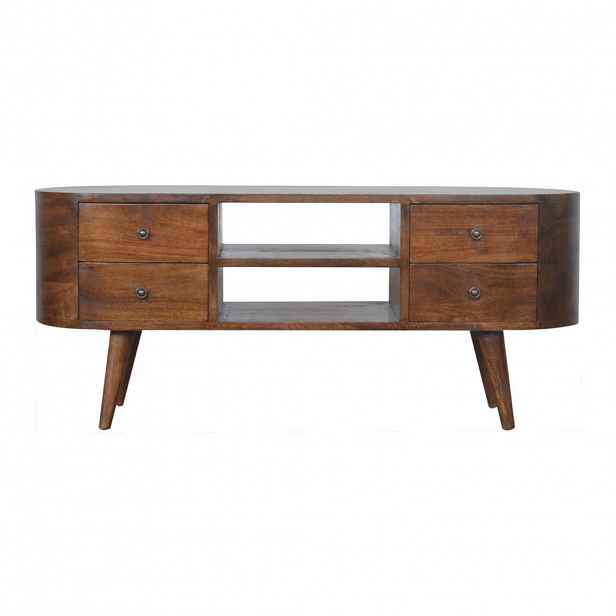 Artisan Furniture KONSOLOVÝ STŮL v dubovém provedení, 2 zásuvky, 1 otevřená přihrádka, béžová