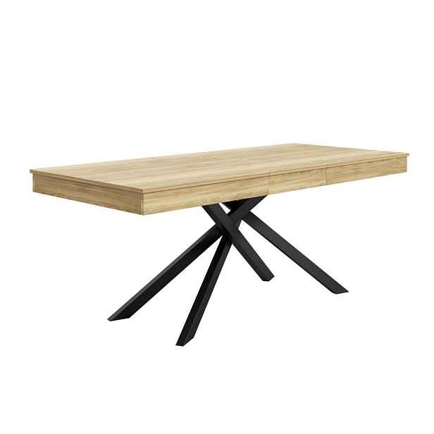 EVRYAE JÍDELNÍ STŮL Výsuvný, křížové nohy, masivní, stabilní stolní deska 140–180 cm, 6–8 osob
