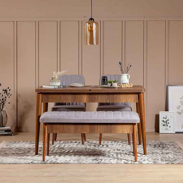 Hanah Home Jídelní set Vina 4D ořech/šedá