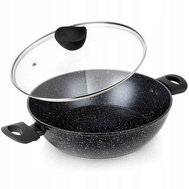 Hluboká granitová pánev 28 cm Black Line s poklicí 3,5 l