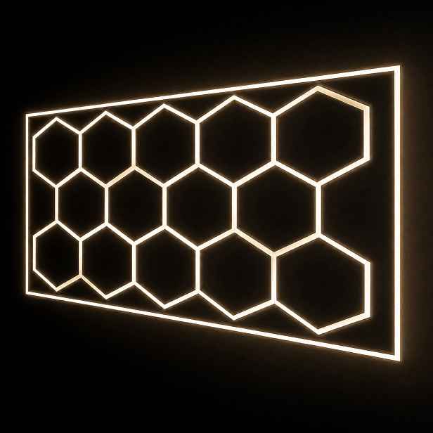 Led osvětlení HEX14 229x394 cm bílé 399W 4000K detailingová dílna
