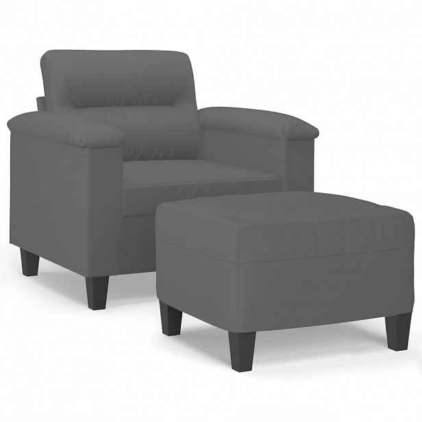 vidaXL Křeslo s podnožkou tmavě šedé 60 cm tkanina z mikrovlákna