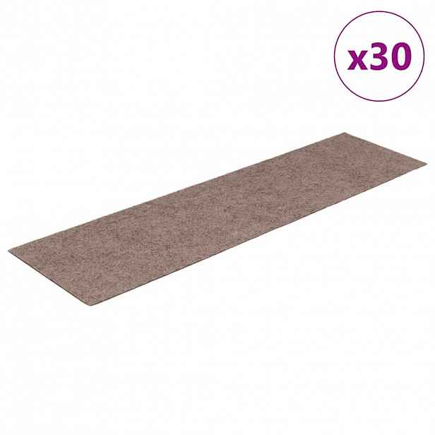 vidaXL Schodové rohože samolepicí 30 ks 76 x 20 cm světle hnědé obdélníkové