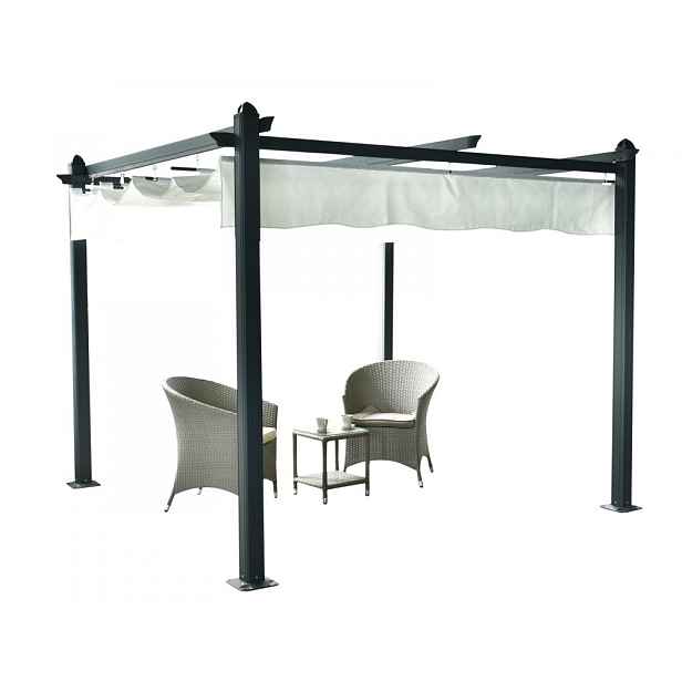Hliníková pergola se zatahovací střechou 2,92 x 2,92 m Dekorhome