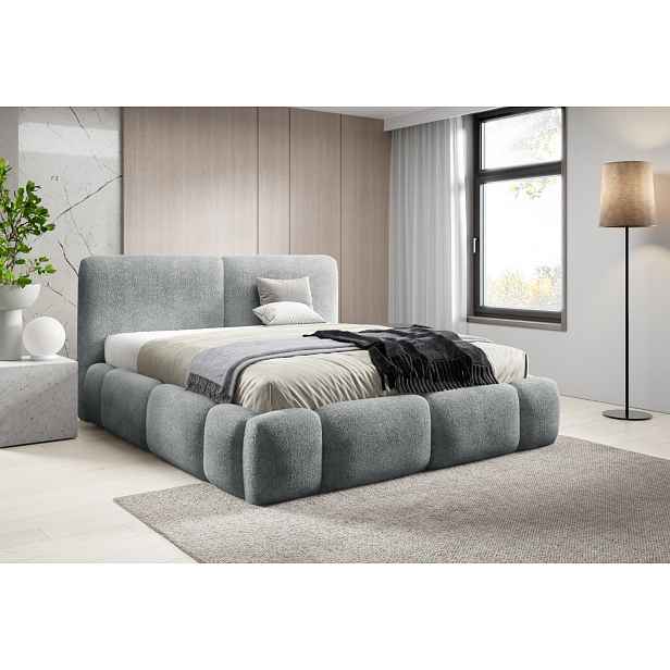 Čalouněná manželská postel 140x200 ANCHA - šedá