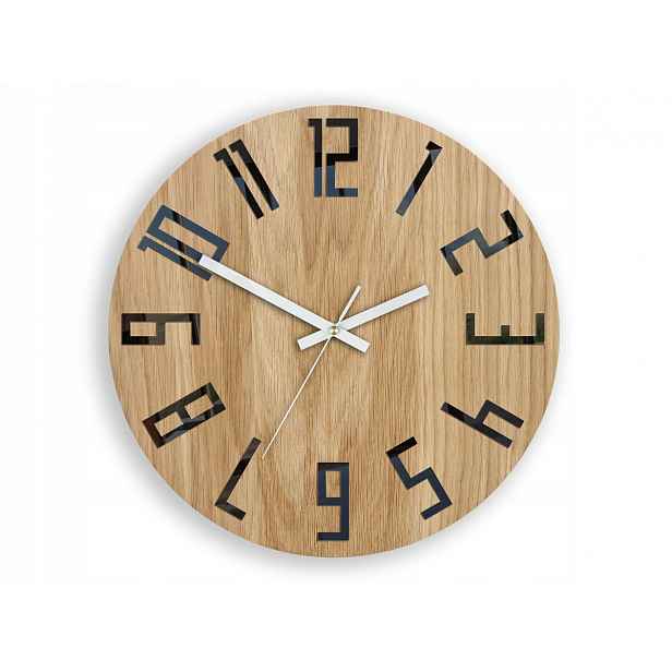Dřevěné hodiny Dub Slim_Wood_White ModernClock