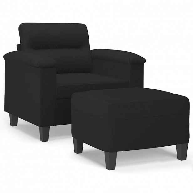 vidaXL Křeslo s podnožkou černé 60 cm tkanina z mikrovlákna