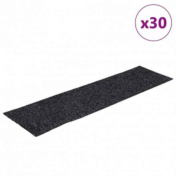 vidaXL Schodové rohože samolepicí 30 ks 76 x 20 cm tmavě šedé obdélníkové