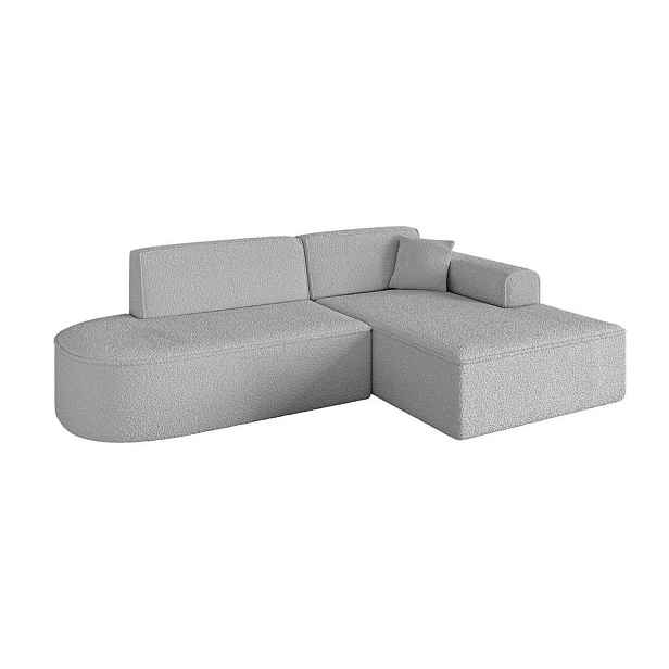 ALTDECOR ROHOVÁ SEDAČKA s otomanem, pravá IREA-L1-v3 232x165x77 Světle šedá Buklé