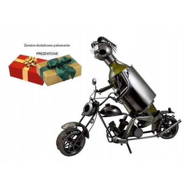 Dekorativní stojan na láhev 0,75 L, stojan na víno „Motocyklista“ W98
