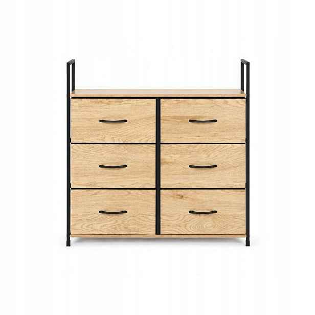 Skříňka Modernhome Kovová, 6 Látkových Zásuvek, 87 CM