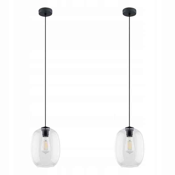 Tk Lighting Sada 2 x lustr Závěsná lampa Černá Kovová Stínidlo