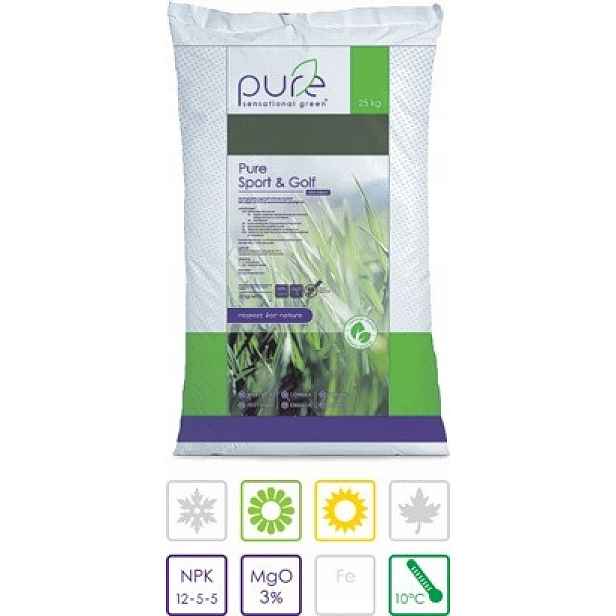 Trávníkové hnojivo Pure Sport & Golf, 12-5-5 +3MgO, délka 6-8 týdnů, 25
